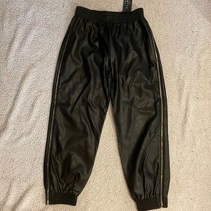 21 Saints Side Leg Zip Faux Leather Jogger Pants